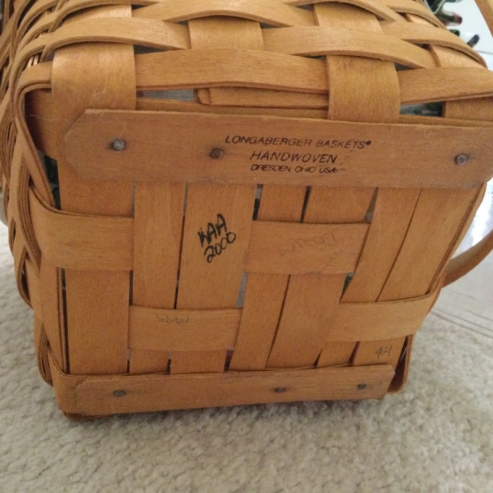 💝VINTAGE💯❤️LONGABERGER BASKET, LINED & HANDLE🎉🎉🎉GARDEN SPLENDOR LINING🎉 - Picture 4 of 12